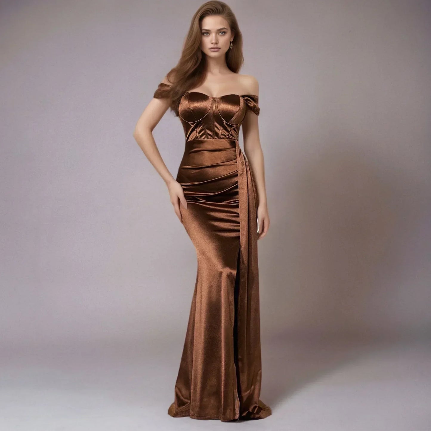 Solid Color Off-shoulder Mermaid Formal Evening Dress
