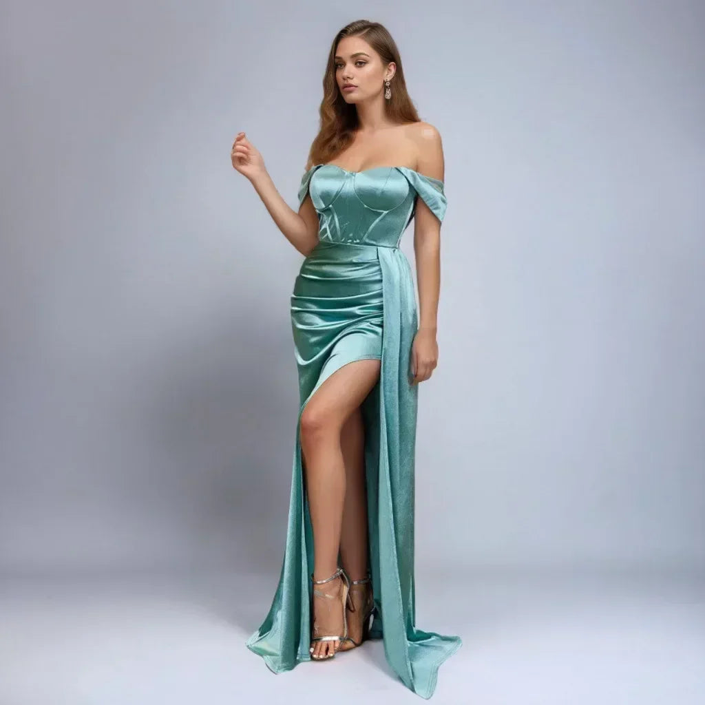 Solid Color Off-shoulder Mermaid Formal Evening Dress