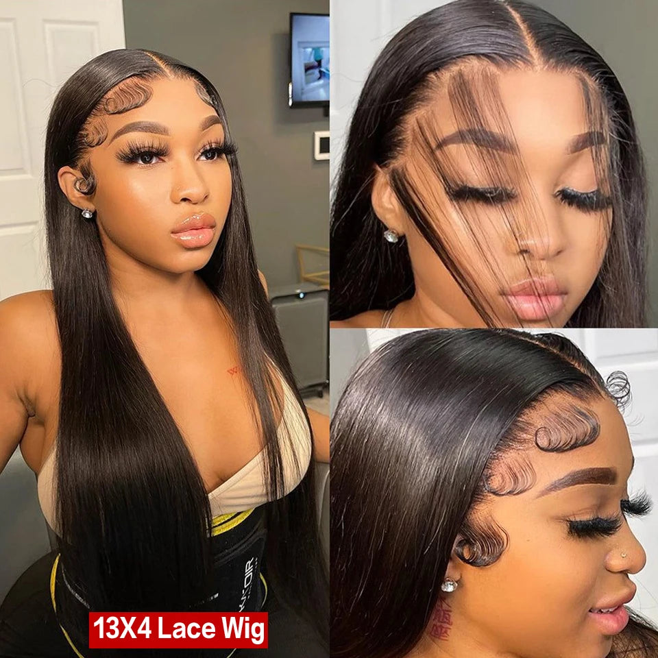 Bone Straight HD Transparent 13x4 Lace Frontal Wigs On Sale Clearance Brazilian Human Hair Wigs For Women 30 Inch Lace Front Wig