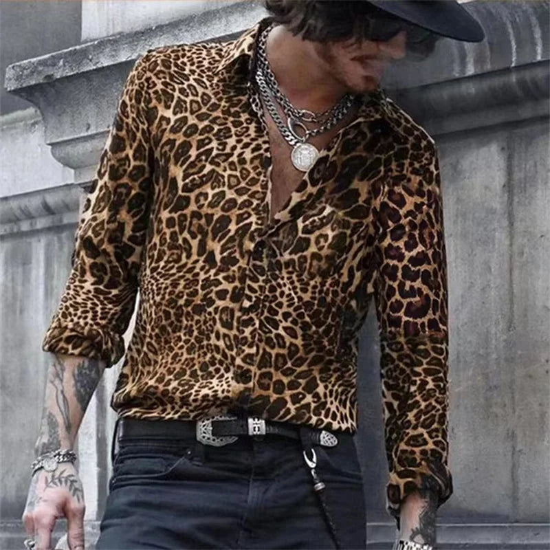 High Quality Leopard Print Men's Shirts