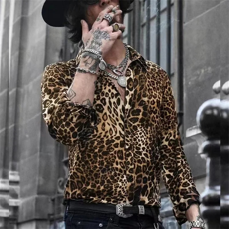 High Quality Leopard Print Men's Shirts