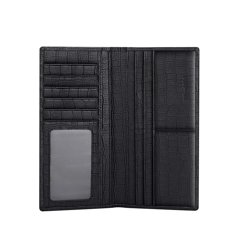 WILLIAMPOLO Men's Leather Wallet Long Card Holder