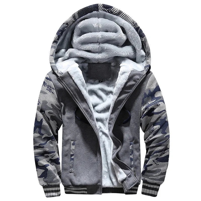 Men's Jacket Camouflage Thicken Winter Jackets for Men Fleece Long Sleeve Coat