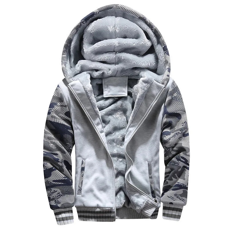 Men's Jacket Camouflage Thicken Winter Jackets for Men Fleece Long Sleeve Coat