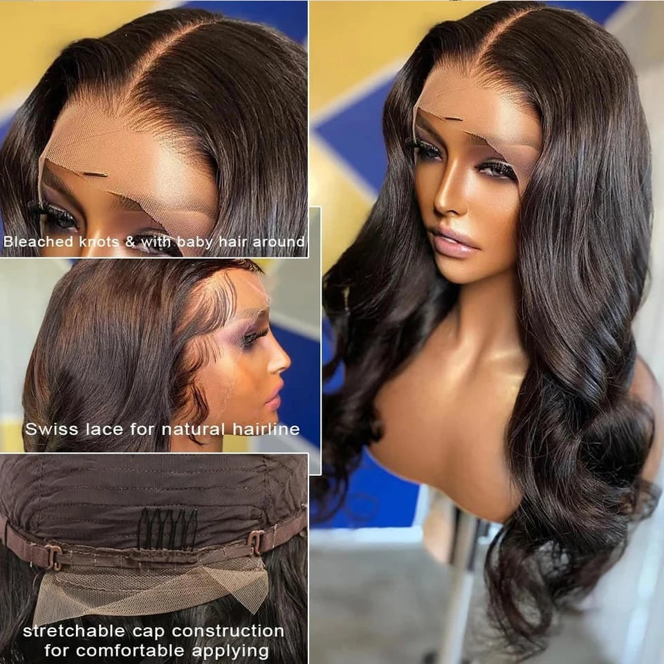 Long 30 Inch Body Wave Lace Frontal Wig Brazilian Lace Front Human Hair