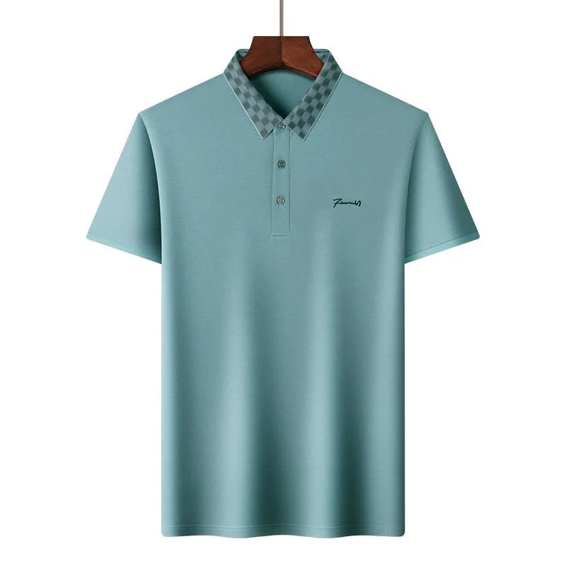 Luxury high-end ice silk cotton short sleeved polo shirt