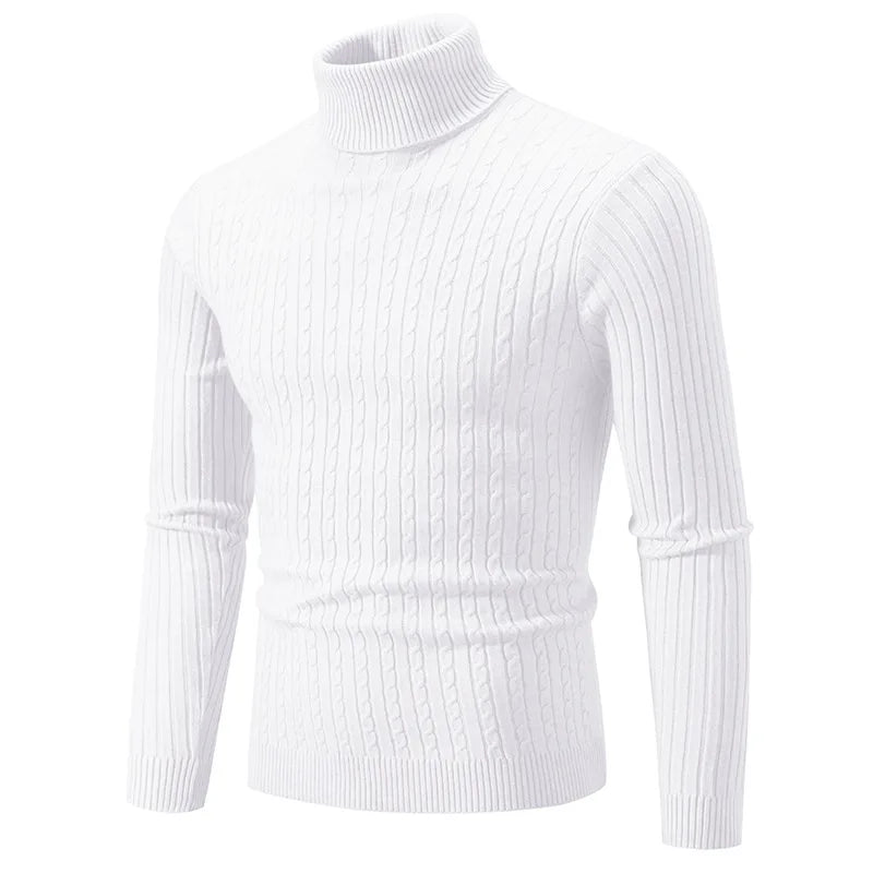 New Men's High Neck Sweater Solid Color