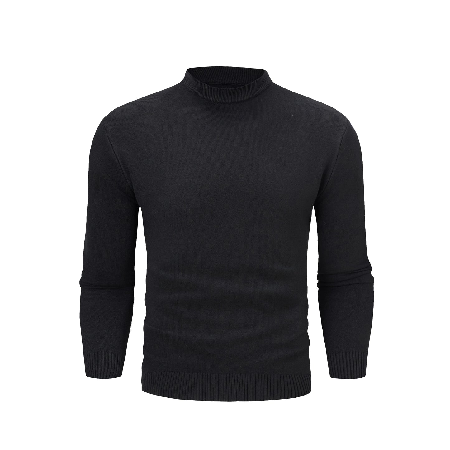 High quality long sleeve men's semi high neck knitted sweater