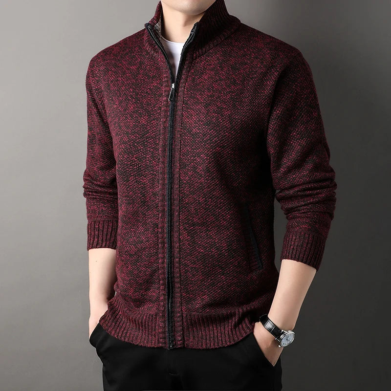 Men's Stand-up Collar Knit Sweater Jacket