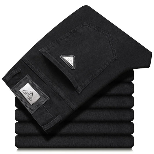 New High-grade Classic Black Denim Trousers for Men