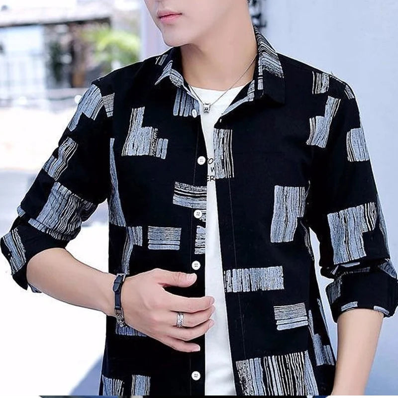 New Turn-down Collar Fashion Long Sleeve Shirt Man