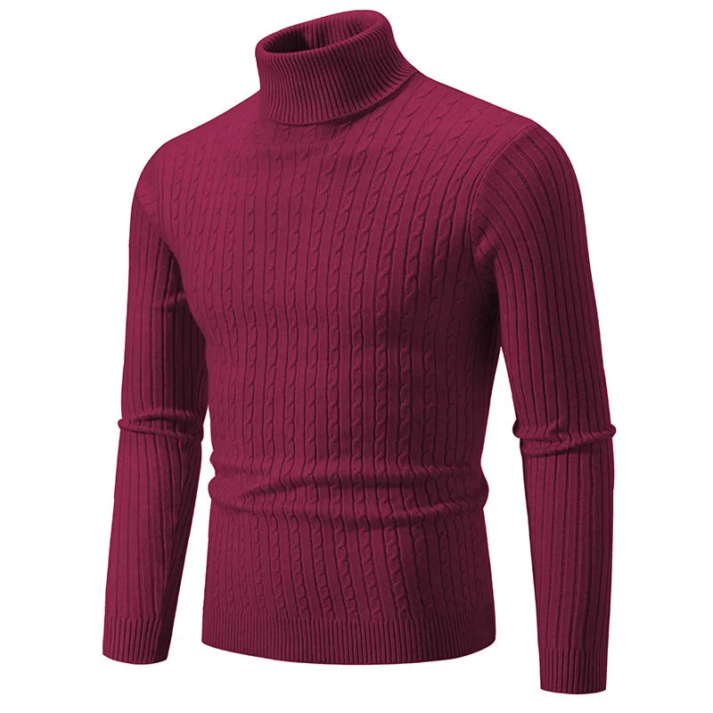 New Men's High Neck Sweater Solid Color