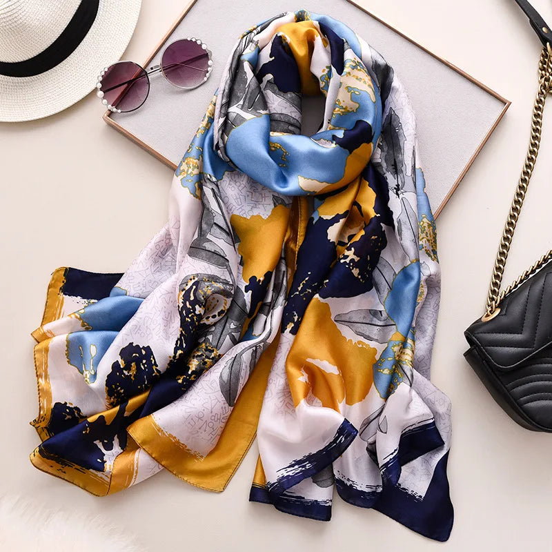 Women Fashion Print Silk Scarf Luxury Brand