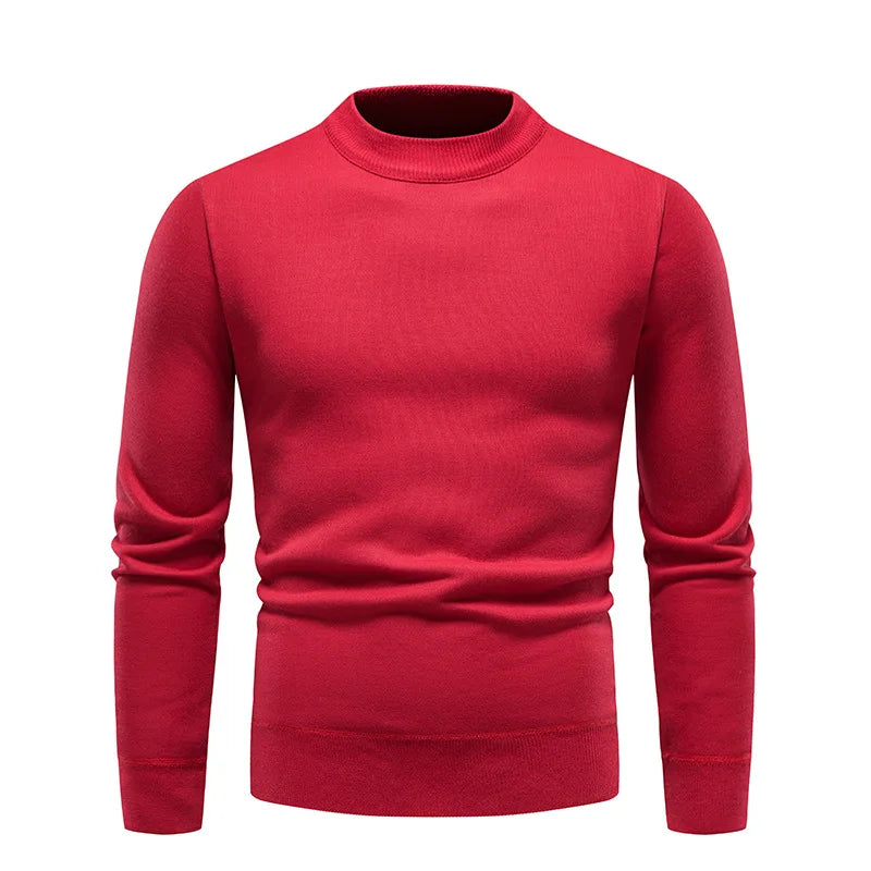 Solid Color Round Neck Knit Sweater Men