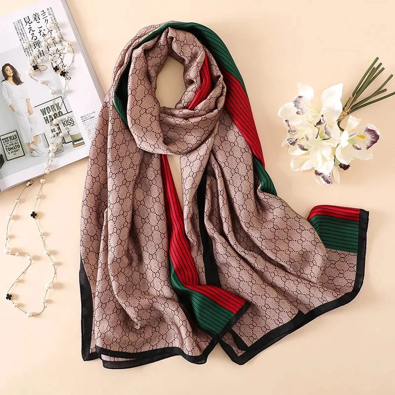 Women Fashion Print Silk Scarf Luxury Brand