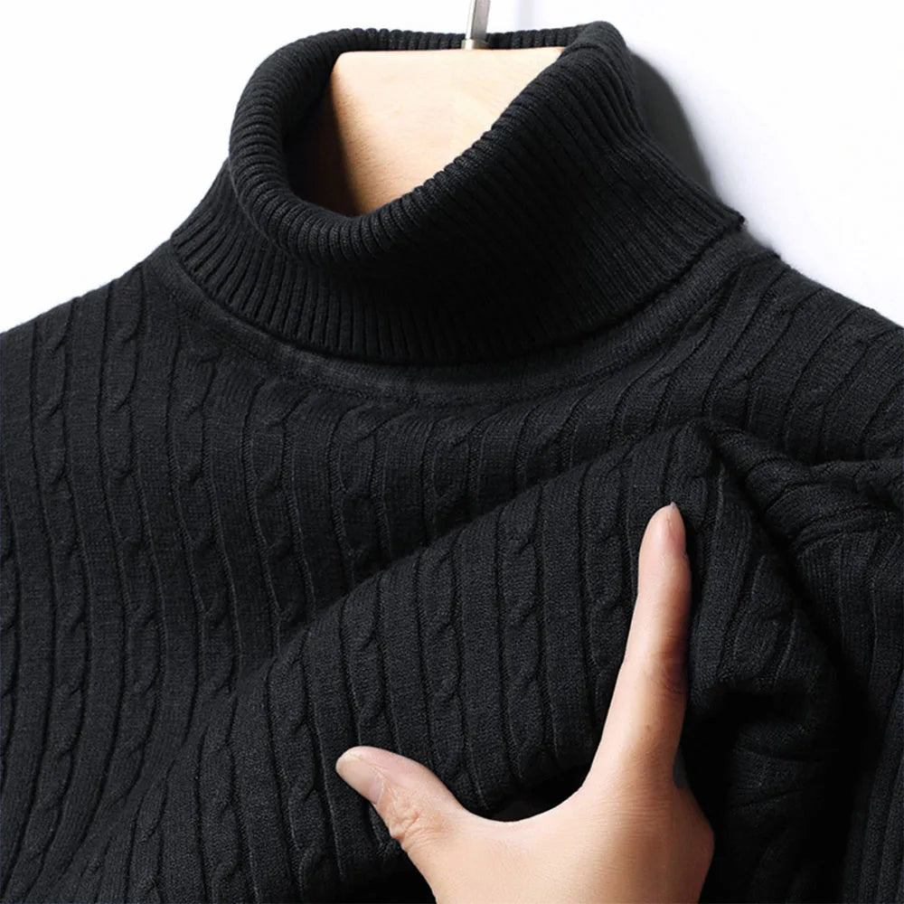 Men's Turtleneck Knitted Sweaters Winter Warm Slim Fit Pullover Sweater