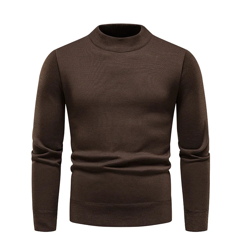 Solid Color Round Neck Knit Sweater Men