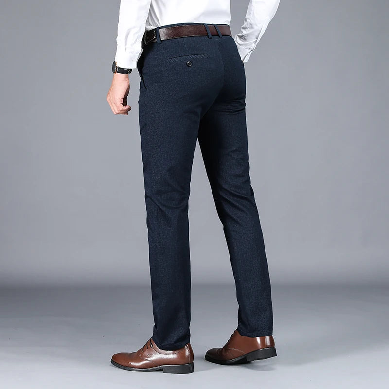 High Quality 98% Cotton Men's Business Formal Office Trousers Classic Fashion