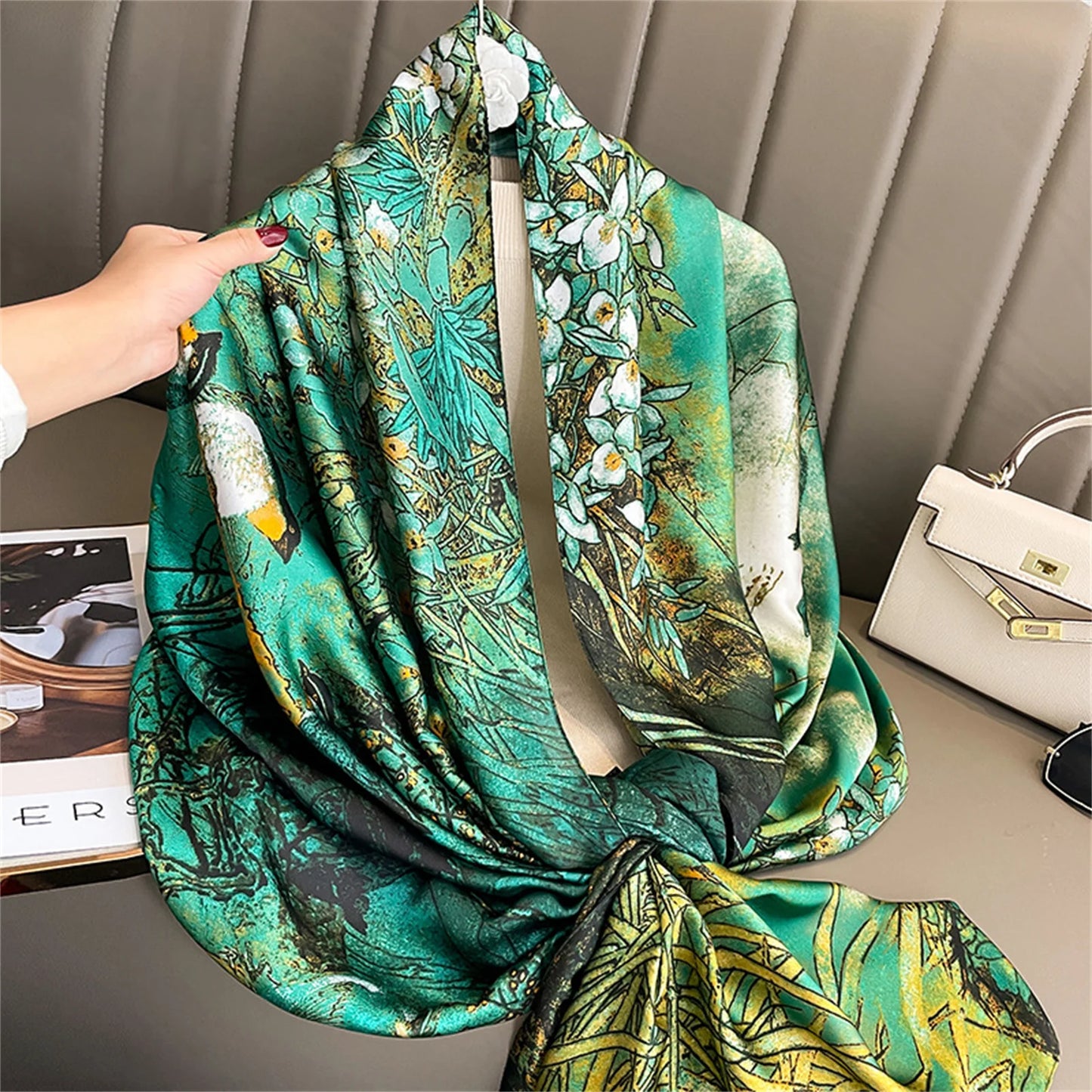 Women Fashion Print Silk Scarf Luxury Brand