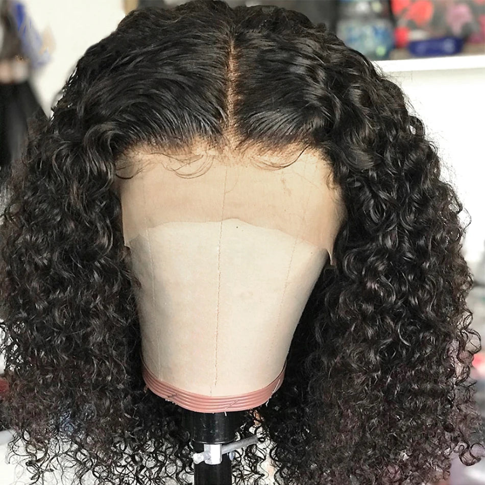 12A Brazilian Kinky Curly Bob Wig Human Hair 13X4 Lace Frontal Wigs 180% Brazilian Water Wave Lace Closure Wigs