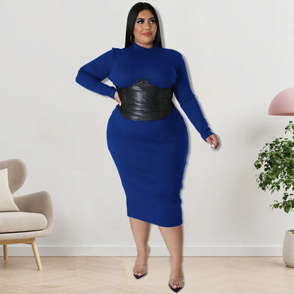 Plus Size Leather Patchwork Dress Female Party Street Outfit