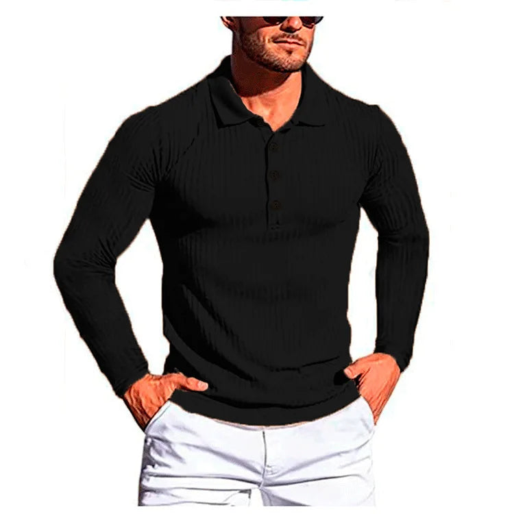 Men's Long Sleeve T-shirt POLO Slim Base Shirt Men