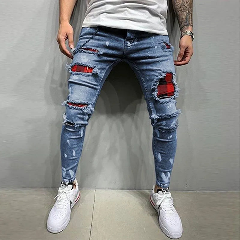 New Men's Skinny Ripped Jeans