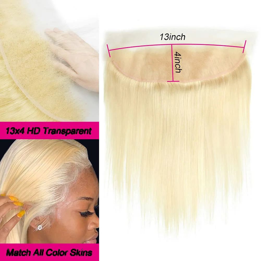 Blonde Frontal Only 13x4 Lace Frontal Closure Ear To Ear 613 Lace Frontal Straight Human Hair 13X4 Transparent Hd Lace Frontal