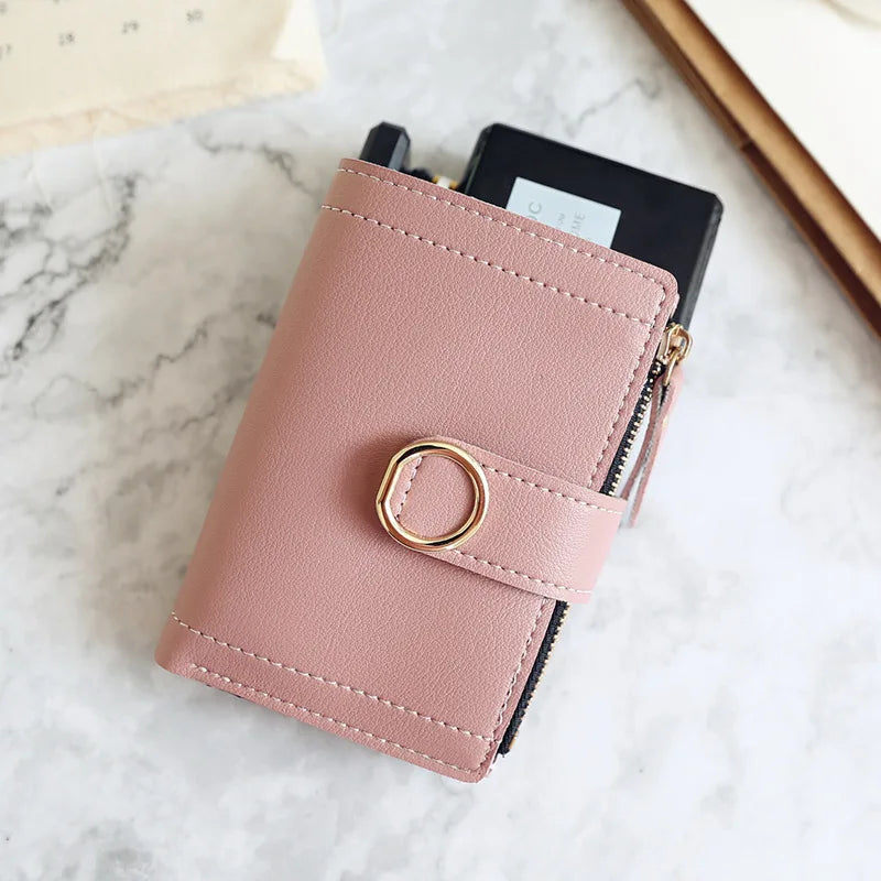 Women Small Leather Zipper Coin Purse Ladies Card Holder Wallet