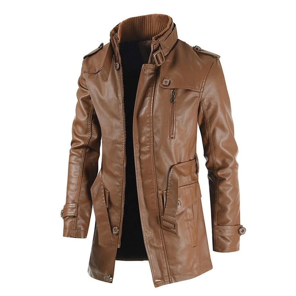 New High Quality Jacket Men's Street Windbreaker Coat Men Leather Clothing