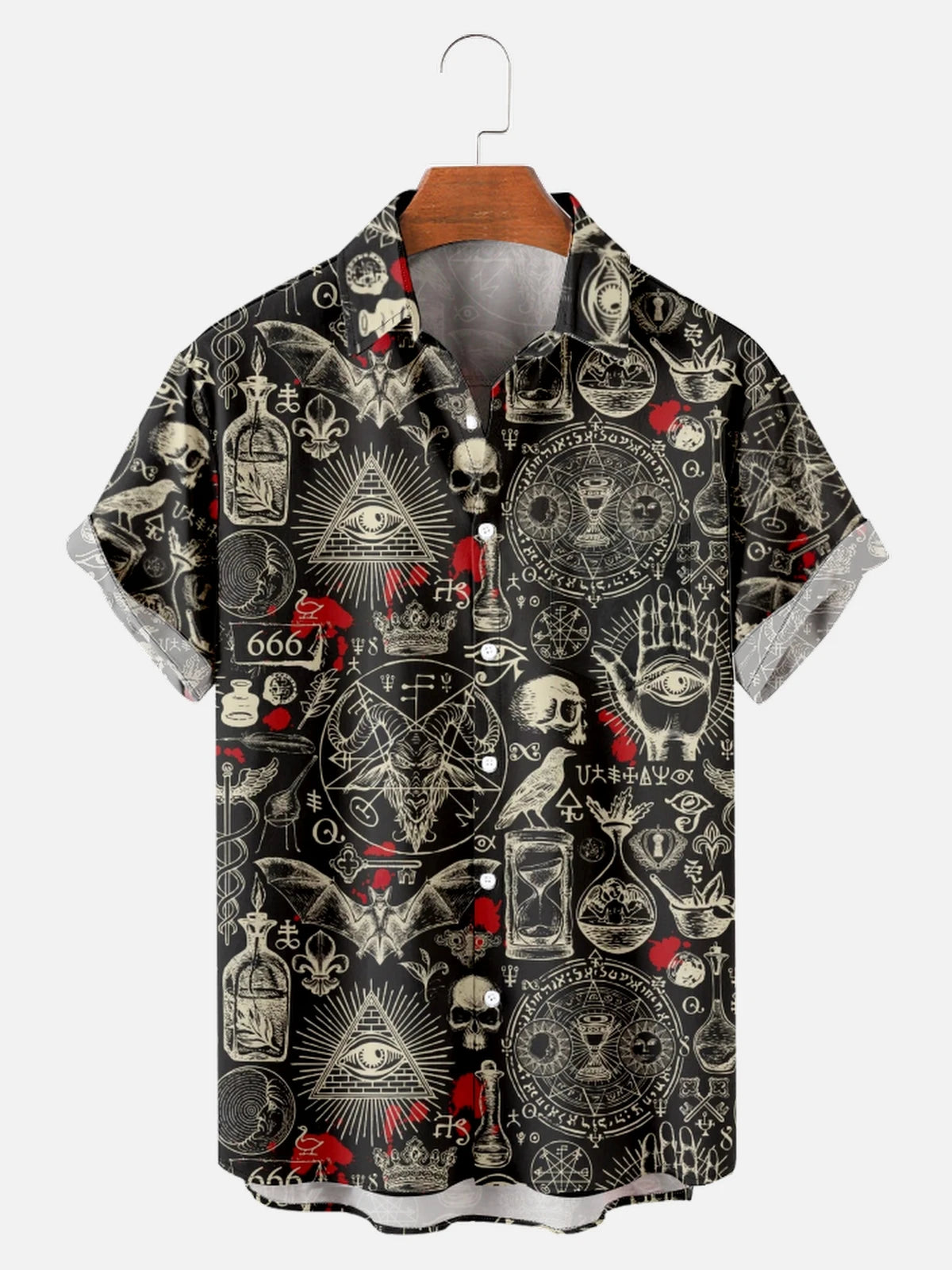 Hawaiian Shirts For Men's Skull Summer Casual Short Sleeve