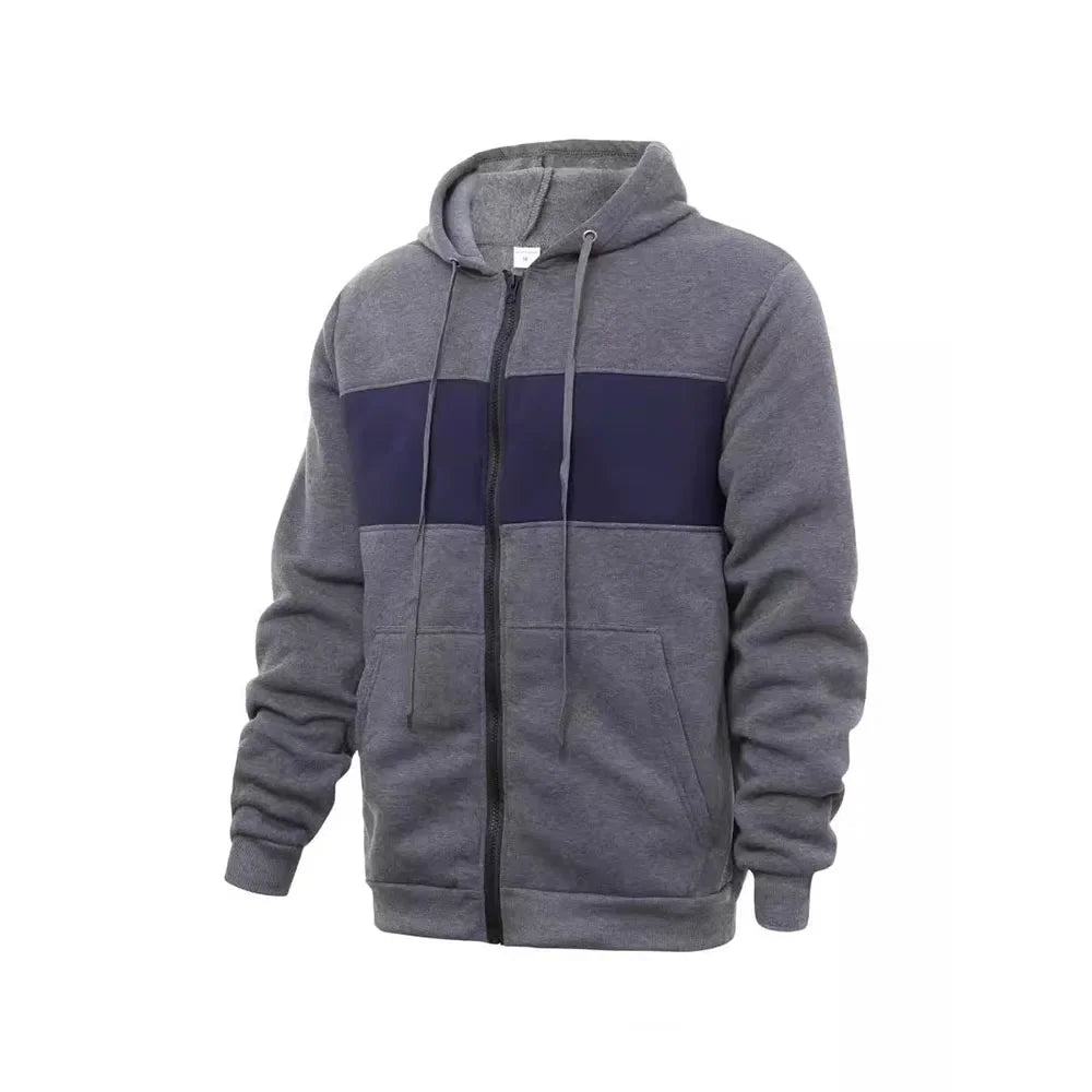 Men's Hoody Cardigan Sweatshirt Color Blocking