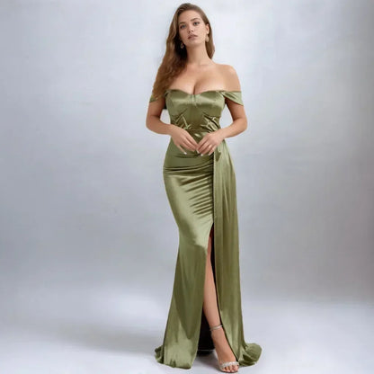 Solid Color Off-shoulder Mermaid Formal Evening Dress
