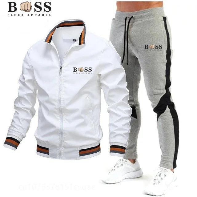 Men's  Tracksuit Two Piece Set Men Jacket Sweatpants Brand Clothing Male Sweatsuit Sport