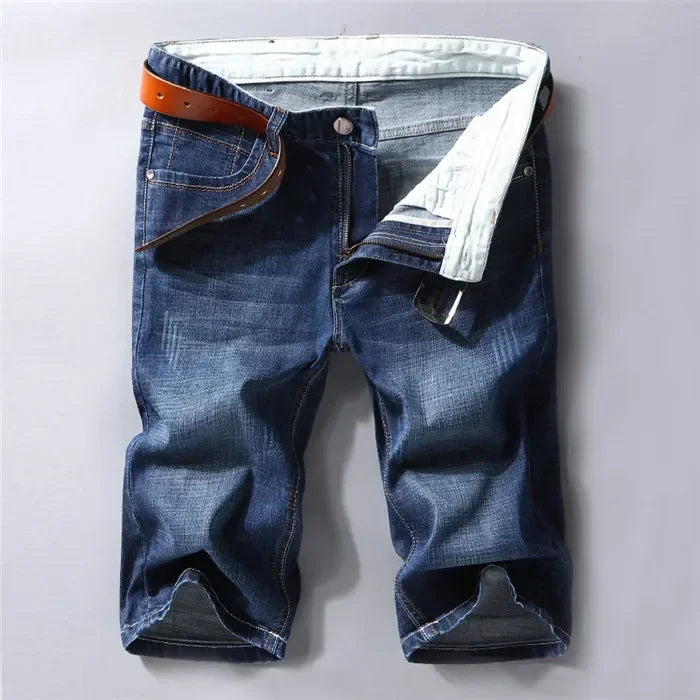 Men Denim Shorts New Style Thin Section Elastic Force Slim Fit