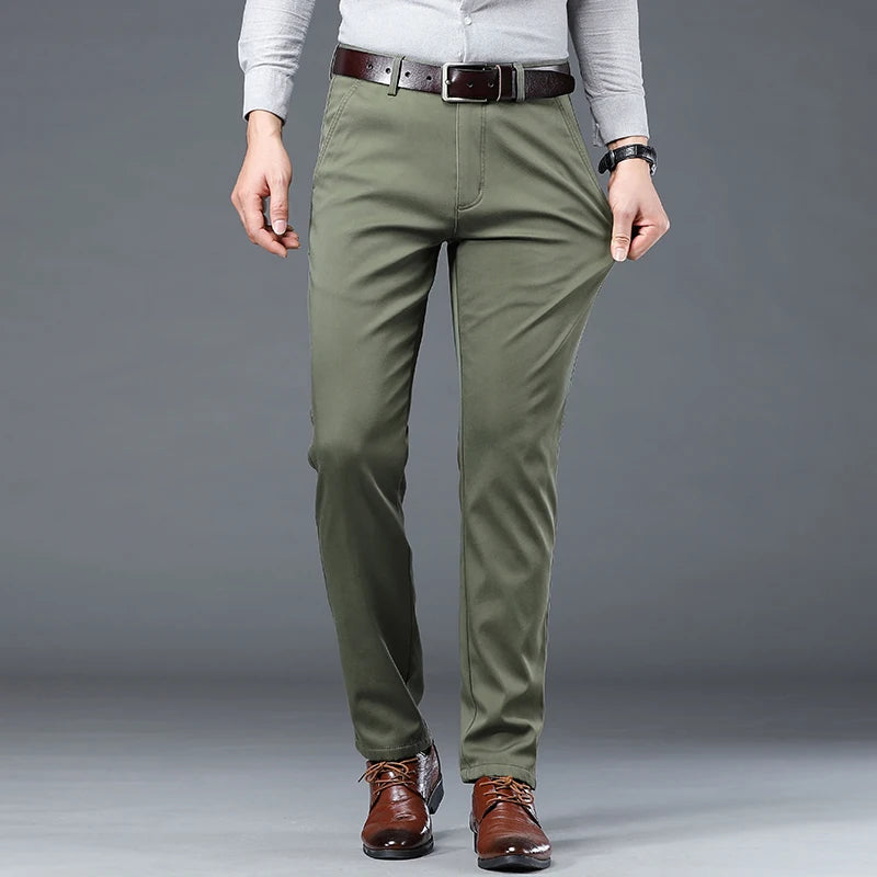 Thin Men's Business Casual Pants Stretch Straight Fashionable Versatile Casual Suit Long Pants Male