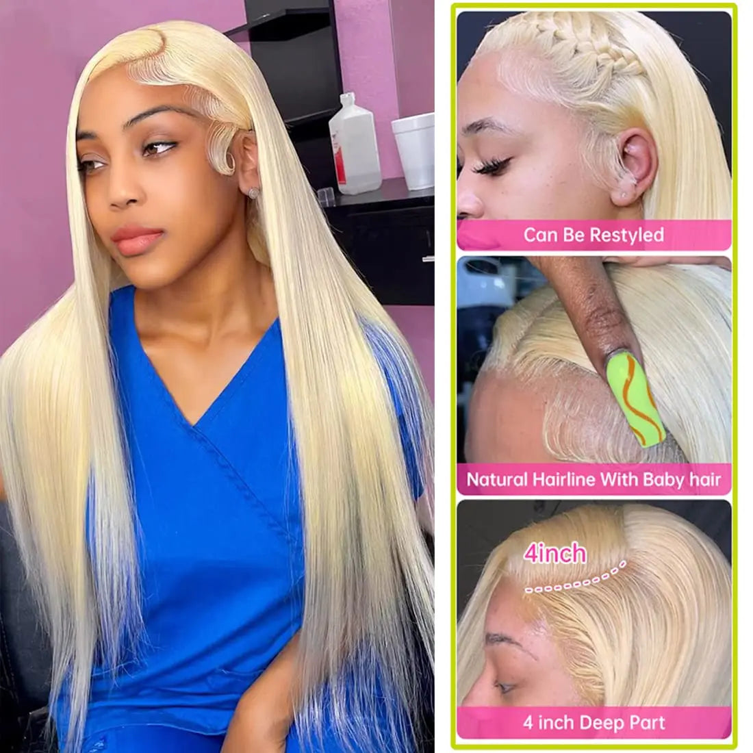 Blonde Frontal Only 13x4 Lace Frontal Closure Ear To Ear 613 Lace Frontal Straight Human Hair 13X4 Transparent Hd Lace Frontal