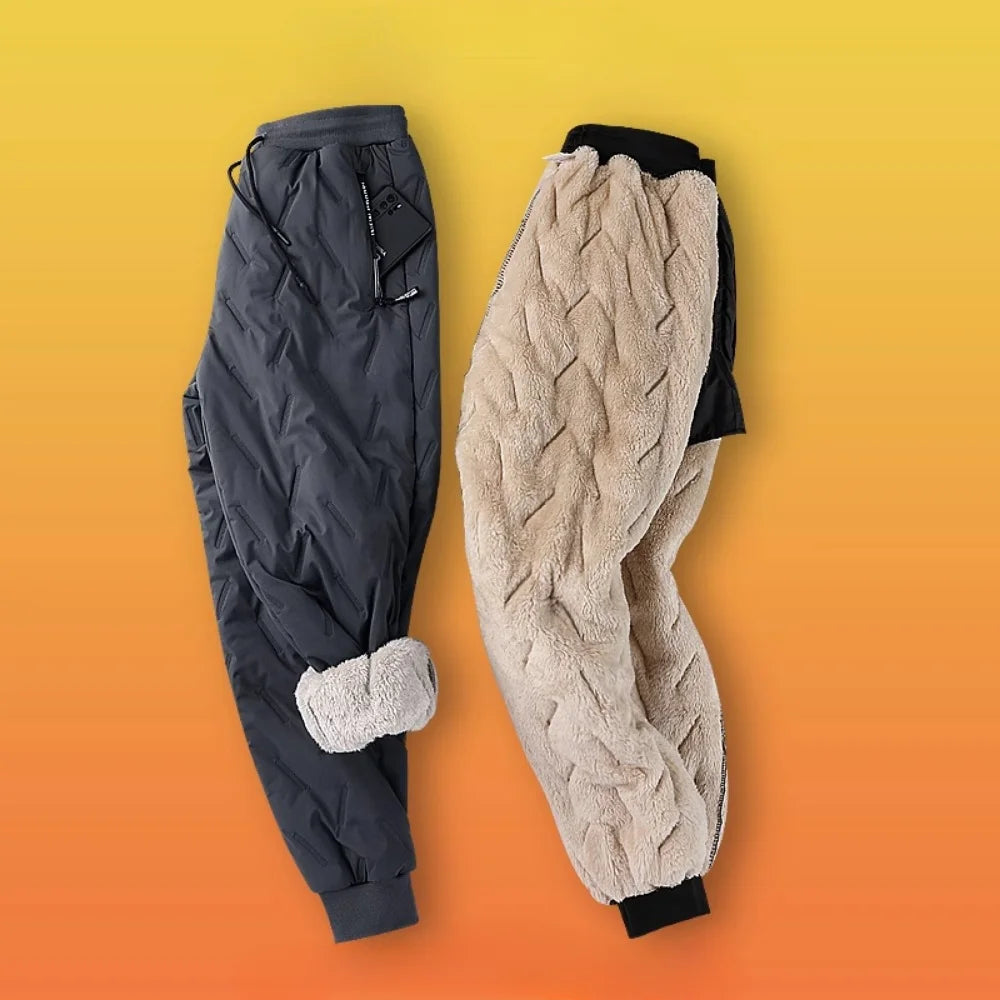 Winter Sweatwear Men Thicken Fleece Lining Sweatpant Waterproof Windproof Warm Velvet Pants