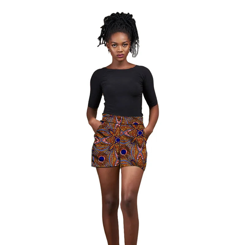 Women's Hot Pants African Print Shorts Loose Trousers