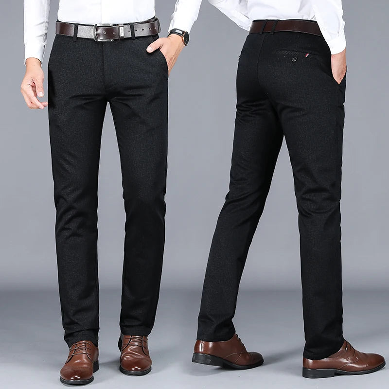 High Quality 98% Cotton Men's Business Formal Office Trousers Classic Fashion