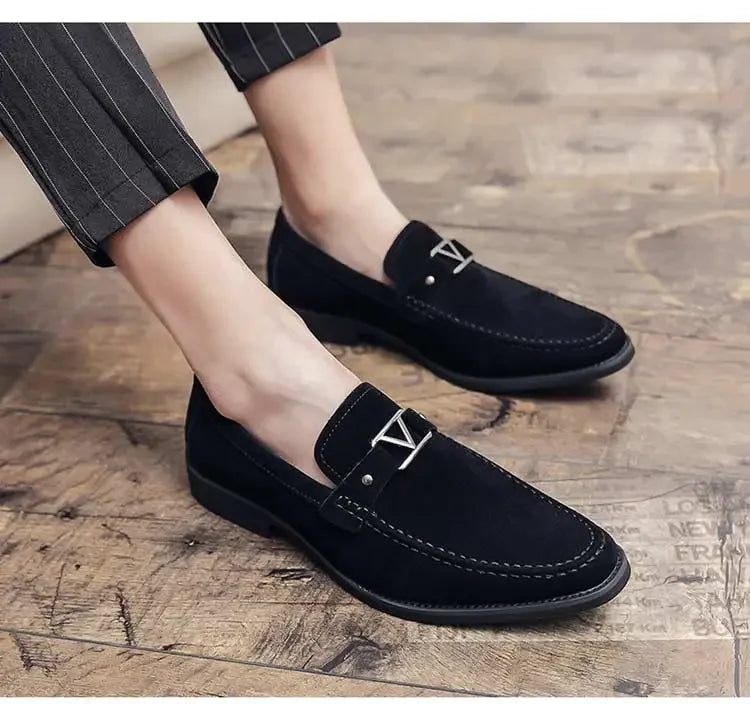 Designer brand leather shoes men's loafers men's flocked shoes