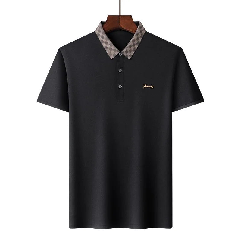 Luxury high-end ice silk cotton short sleeved polo shirt