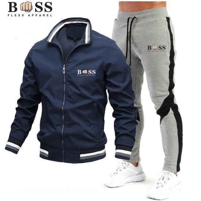 Men's  Tracksuit Two Piece Set Men Jacket Sweatpants Brand Clothing Male Sweatsuit Sport