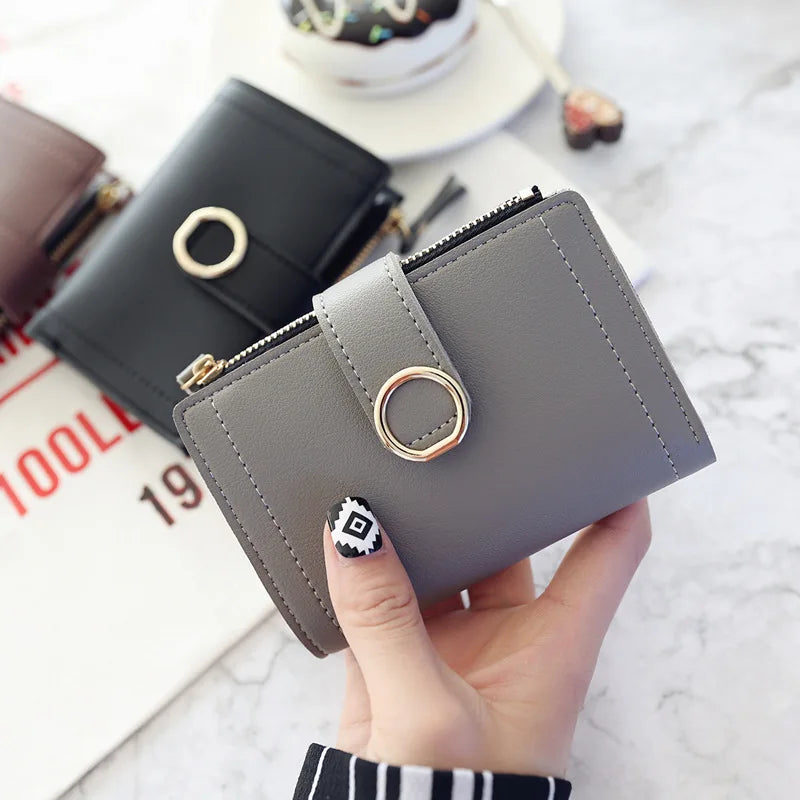 Women Small Leather Zipper Coin Purse Ladies Card Holder Wallet