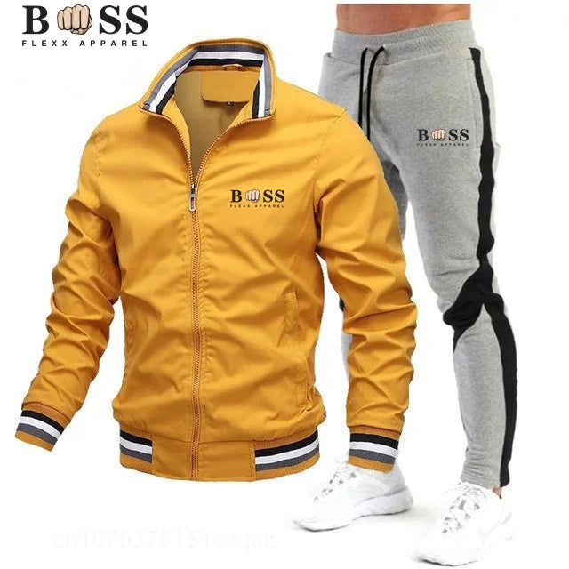 Men's  Tracksuit Two Piece Set Men Jacket Sweatpants Brand Clothing Male Sweatsuit Sport