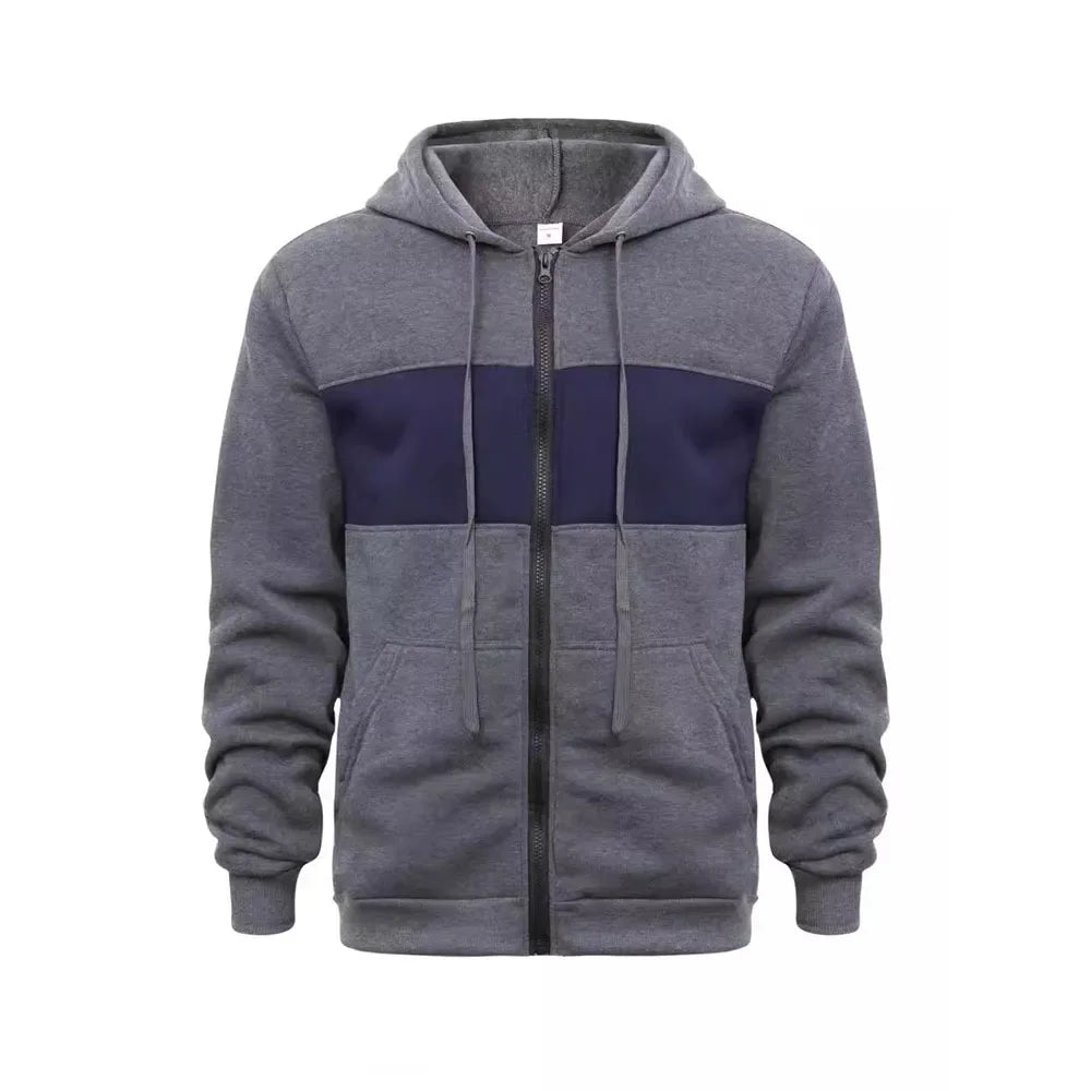 Men's Hoody Cardigan Sweatshirt Color Blocking