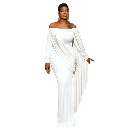 Sexy White Strapless Backless Long Sleeve Dress Party Evening Dresses
