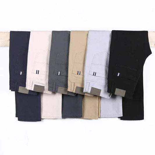 Soft Stretch Cotton 6 Color Office Casual Pants Men  Business Fashion Elastic Straigh Jeans Trousers