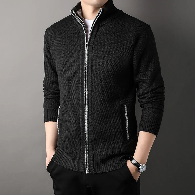 Men's Stand-up Collar Knit Sweater Jacket