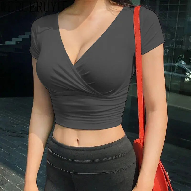 Black Sexy V-neck Top